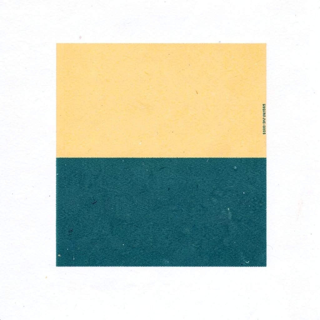 Risograph kuning pucat dengan bentuk geometris sederhana